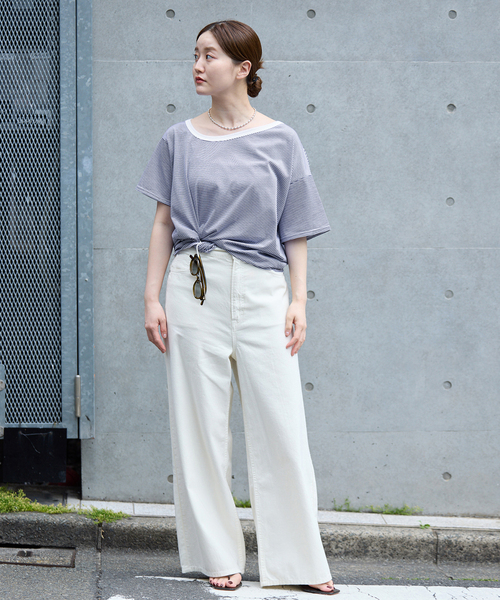 IENA（イエナ）の「FOLKIN' VIOLETTE ROOM ASYMMETRY TEE Tシャツ FVR24407（Tシャツ/カットソー・レディース・ブルー/ブラック・36）」の19枚目の写真