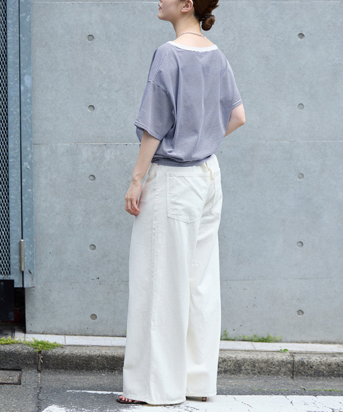 IENA（イエナ）の「FOLKIN' VIOLETTE ROOM ASYMMETRY TEE Tシャツ FVR24407（Tシャツ/カットソー・レディース・ブルー/ブラック・36）」の21枚目の写真