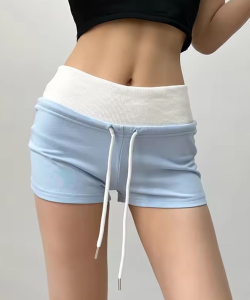 BARELY BLUE（ベアリーブルー）の「【 BARELY BLUE / ベアリーブルー 】 ドローコード スウェット ショートパンツ（スウェットパンツ・レディース・ブラック/ブルー/グレー・M/L/S）」の3枚目の写真
