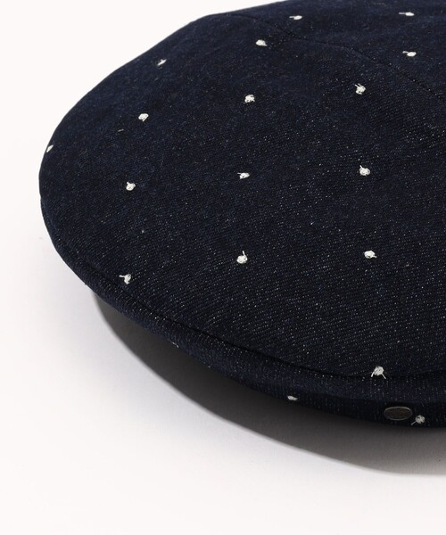 MAISON MICHEL（メゾンミッシェル）の「MAISON MICHEL New Billy Denim ドットエンブロイダリーベレー（ハンチング/ベレー帽・レディース・ネイビー・M/S）」の5枚目の写真