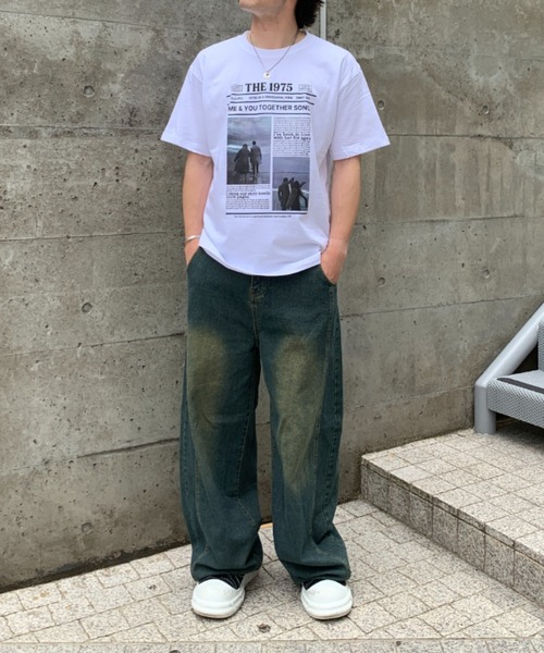 link lot（リンクロット）の「ニュースペーパー・アーカイブ グラフィックT（Tシャツ/カットソー・メンズ・ホワイト/ブラック/ライトグレー・L/M）」の6枚目の写真