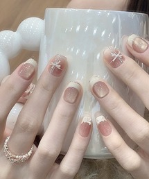 フラワー アート ショート ネイルチップ セット（ネイルシール/ネイル