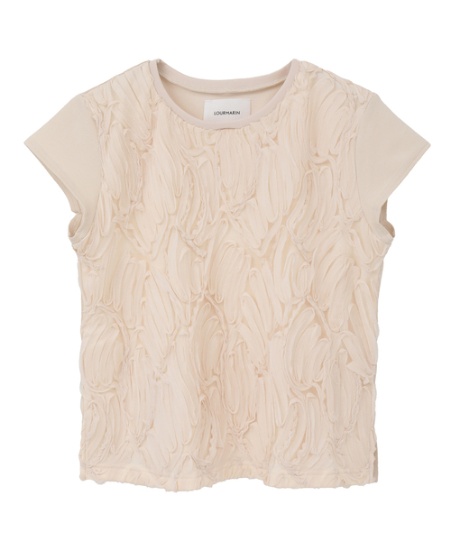 LOGEMENT DE CLAIRE(ロジュモンドクレール)の「【LOURMARIN】テープチュール刺しゅうプルオーバー(Tシャツ/カットソー・レディース・ブラック/アイボリー・FREE)」の4枚目の写真