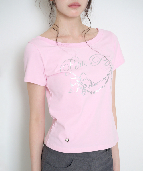 ILLIGO(イリゴ)の「グリッターボートネックTシャツピンク(Tシャツ/カットソー・レディース・その他・OS)」の3枚目の写真