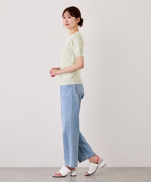 Jayro(ジャイロ)の「衿レース+ビジュー半袖ニット(ニット/セーター・レディース・ホワイト/ブラック/ネイビー/ライトグリーン/オレンジ系その他/パープル系その他/ラベンダー・M)」の20枚目の写真