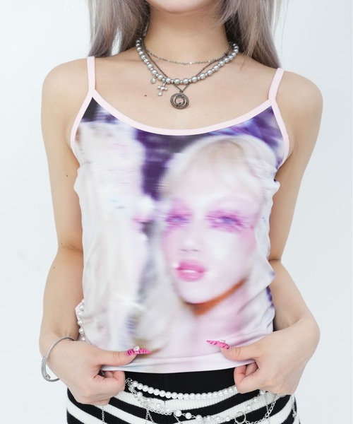dollslutz(ドルズラッツ)の「【dollslutz】face print cami /【ドルズラッツ】フェイスプリントキャミ(キャミソール・レディース・ピンク/ブラック・FREE)」の7枚目の写真