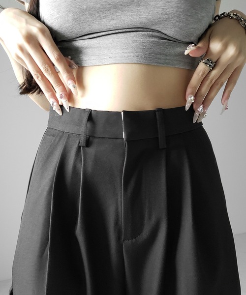 me+em select(ミームセレクト)の「【 2color /4size 】レースアップダブルタックワイドスラックス / laceup double tack wide slacks(スラックス・レディース・ブラック/アイボリー・LARGE/MEDIUM/SMALL/X-SMALL)」の7枚目の写真