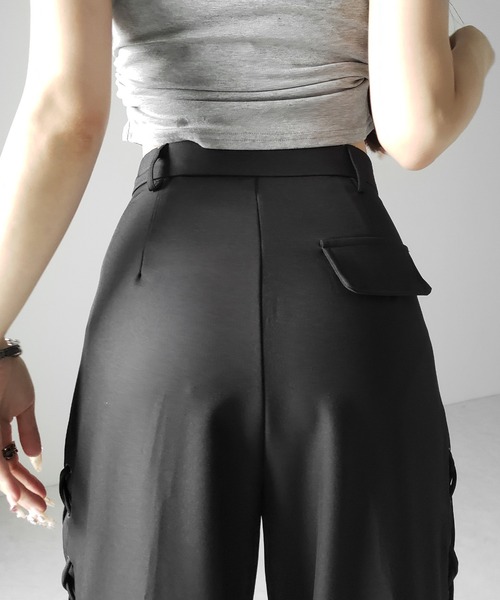me+em select(ミームセレクト)の「【 2color /4size 】レースアップダブルタックワイドスラックス / laceup double tack wide slacks(スラックス・レディース・ブラック/アイボリー・LARGE/MEDIUM/SMALL/X-SMALL)」の9枚目の写真
