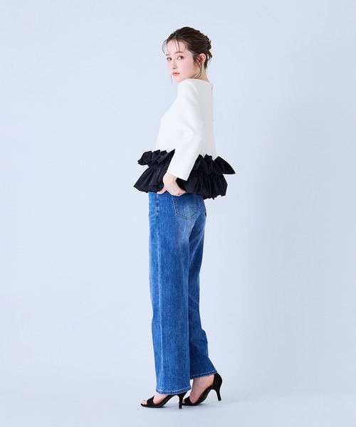 Audie a Muses(オーディアミューズ)の「ワイドシルエットストレッチデニム(デニムパンツ・レディース・ネイビー/ブラック・38/36/40/42)」の4枚目の写真