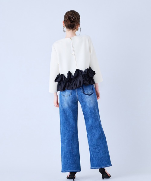Audie a Muses(オーディアミューズ)の「ワイドシルエットストレッチデニム(デニムパンツ・レディース・ネイビー/ブラック・38/36/40/42)」の5枚目の写真