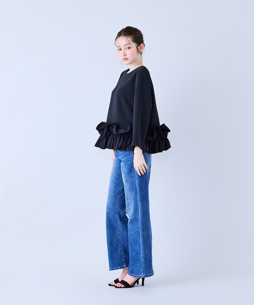 Audie a Muses(オーディアミューズ)の「ワイドシルエットストレッチデニム(デニムパンツ・レディース・ネイビー/ブラック・38/36/40/42)」の8枚目の写真