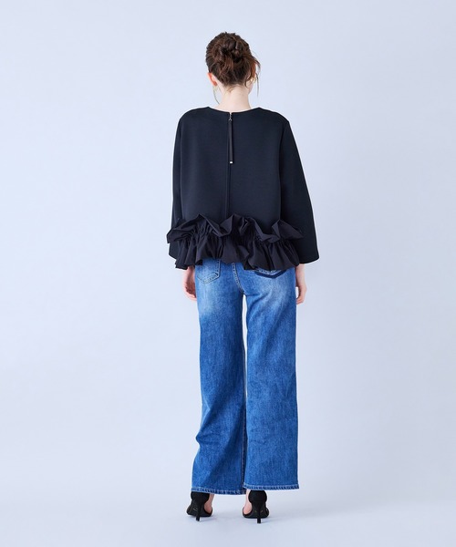 Audie a Muses(オーディアミューズ)の「ワイドシルエットストレッチデニム(デニムパンツ・レディース・ネイビー/ブラック・38/36/40/42)」の9枚目の写真
