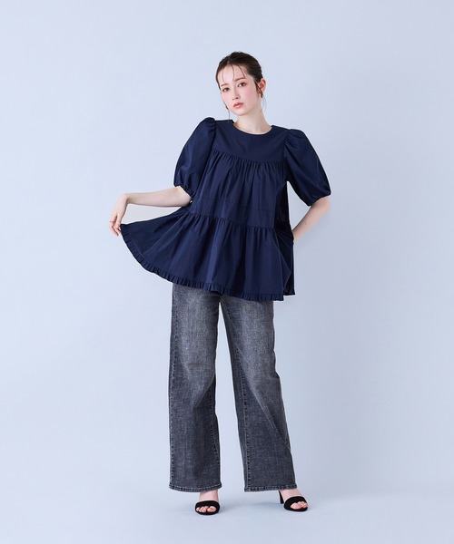 Audie a Muses(オーディアミューズ)の「ワイドシルエットストレッチデニム(デニムパンツ・レディース・ネイビー/ブラック・38/36/40/42)」の14枚目の写真