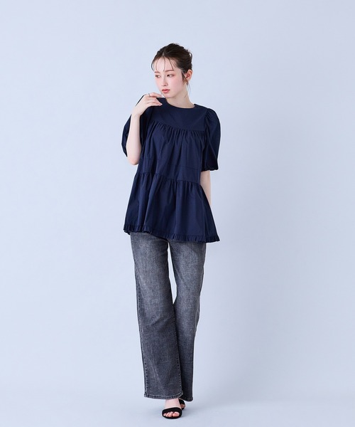 Audie a Muses(オーディアミューズ)の「ワイドシルエットストレッチデニム(デニムパンツ・レディース・ネイビー/ブラック・38/36/40/42)」の15枚目の写真