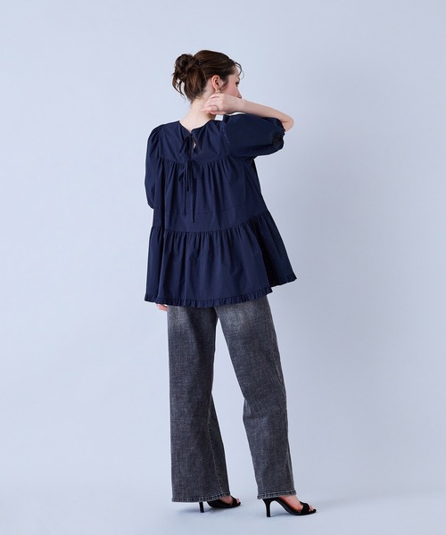 Audie a Muses(オーディアミューズ)の「ワイドシルエットストレッチデニム(デニムパンツ・レディース・ネイビー/ブラック・38/36/40/42)」の16枚目の写真