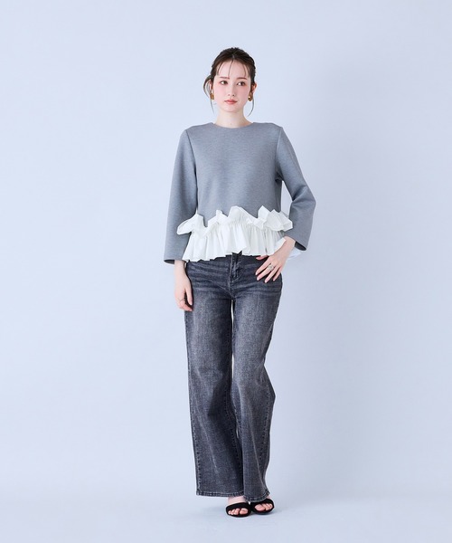 Audie a Muses(オーディアミューズ)の「ワイドシルエットストレッチデニム(デニムパンツ・レディース・ネイビー/ブラック・38/36/40/42)」の18枚目の写真