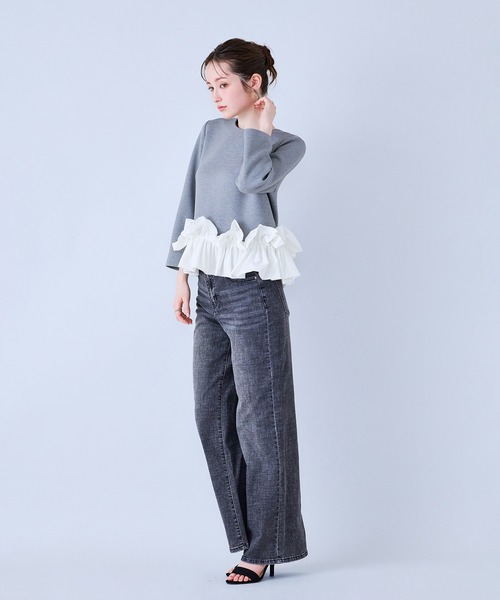 Audie a Muses(オーディアミューズ)の「ワイドシルエットストレッチデニム(デニムパンツ・レディース・ネイビー/ブラック・38/36/40/42)」の19枚目の写真