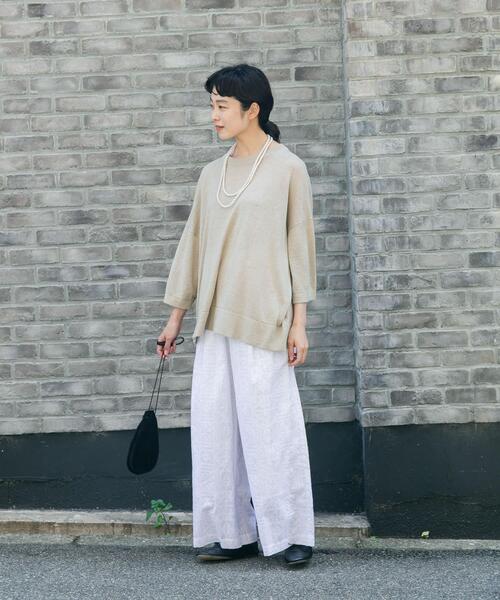 かぐれ（カグレ）の「コットンクロス刺しゅうワイドパンツ（その他パンツ・レディース・オフホワイト/ネイビー・FREE）」の6枚目の写真