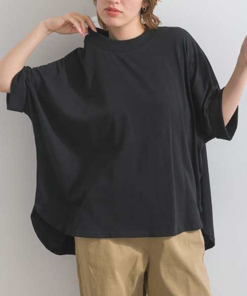 Fizz(フィズ)の「モックネックドルマンワイドTシャツ(Tシャツ/カットソー・レディース・ブラック/ホワイト/グレイッシュベージュ・M)」の8枚目の写真