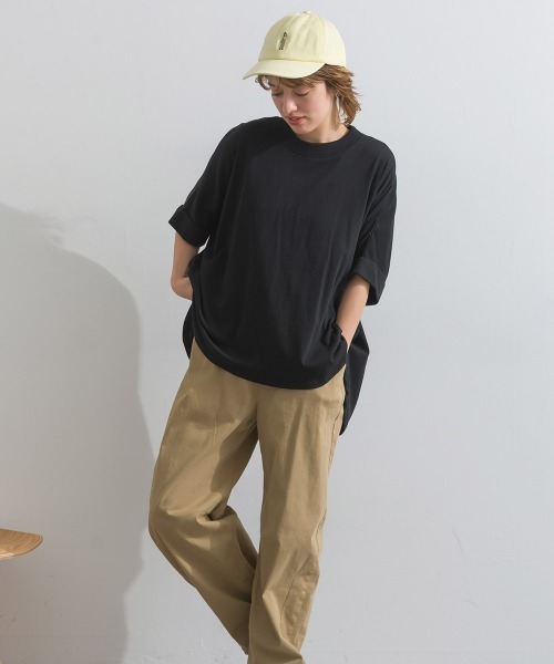Fizz(フィズ)の「モックネックドルマンワイドTシャツ(Tシャツ/カットソー・レディース・ブラック/ホワイト/グレイッシュベージュ・M)」の10枚目の写真