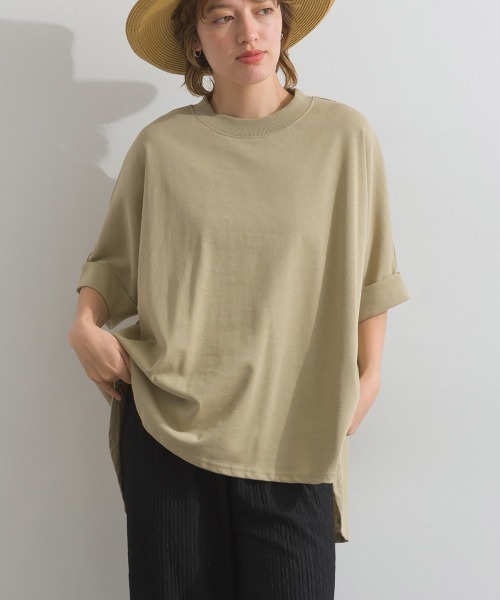 Fizz(フィズ)の「モックネックドルマンワイドTシャツ(Tシャツ/カットソー・レディース・ブラック/ホワイト/グレイッシュベージュ・M)」の13枚目の写真