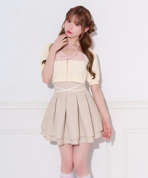 apres jour(アプレジュール)の「フロントリボンパフスリーブアンサンブル(アンサンブル・レディース・グレー/アイボリー/ピンク・フリー/X-LARGE)」の5枚目の写真