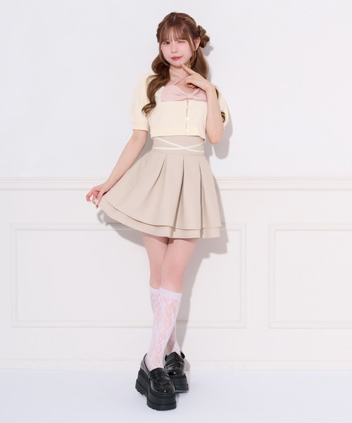 apres jour(アプレジュール)の「フロントリボンパフスリーブアンサンブル(アンサンブル・レディース・グレー/アイボリー/ピンク・フリー/X-LARGE)」の9枚目の写真