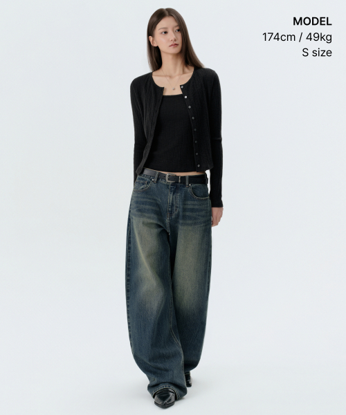 MUSINSA STANDARD WOMAN（ムシンサスタンダードウーマン）の「ウィメンズスラブリブトップカーディガンセット[ブラック]（カーディガン/ボレロ・レディース・その他・SMALL/MEDIUM/LARGE/X-SMALL）」の8枚目の写真