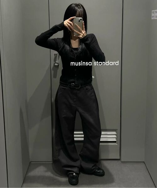 MUSINSA STANDARD WOMAN（ムシンサスタンダードウーマン）の「ウィメンズスラブリブトップカーディガンセット[ブラック]（カーディガン/ボレロ・レディース・その他・SMALL/MEDIUM/LARGE/X-SMALL）」の9枚目の写真