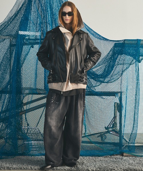 MAISON SPECIAL(メゾンスペシャル)の「《UNISEX》Destroy Damage Prime-Wide Sweatpants/デストロイダメージプライムワイドスウェットパンツ【MAISON SPECIAL/メゾンスペシャル】■セットアップ対応■(スウェットパンツ・メンズ・グレー/ネイビー/ブラック/パープル・1/0/2)」の9枚目の写真