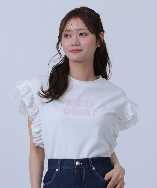 MARY QUANT(マリークワント)の「フリル袖 プルオーバー(Tシャツ/カットソー・レディース・ピンク/ブラック/ホワイト/ブルー・M)」の1枚目の写真