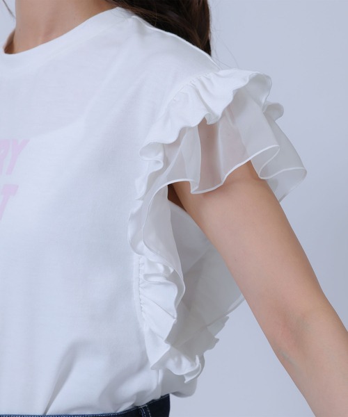 MARY QUANT(マリークワント)の「フリル袖 プルオーバー(Tシャツ/カットソー・レディース・ピンク/ブラック/ホワイト/ブルー・M)」の8枚目の写真