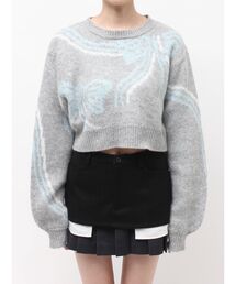 リボンニュアンスパターンニット