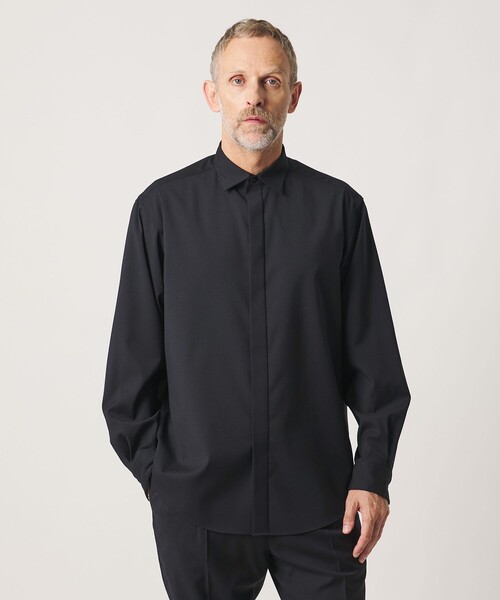 SOVEREIGN(ソブリン)の「<SOVEREIGN>フライフロントシャツ ヨコストレッチ(シャツ/ブラウス・メンズ・ネイビー/グレー系・L/M)」の2枚目の写真