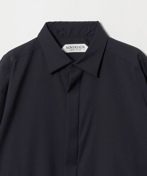 SOVEREIGN(ソブリン)の「<SOVEREIGN>フライフロントシャツ ヨコストレッチ(シャツ/ブラウス・メンズ・ネイビー/グレー系・L/M)」の4枚目の写真