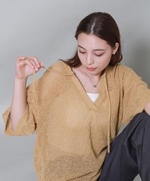 libelle more | キーネック透かし編みメッシュニット(ニット/セーター)