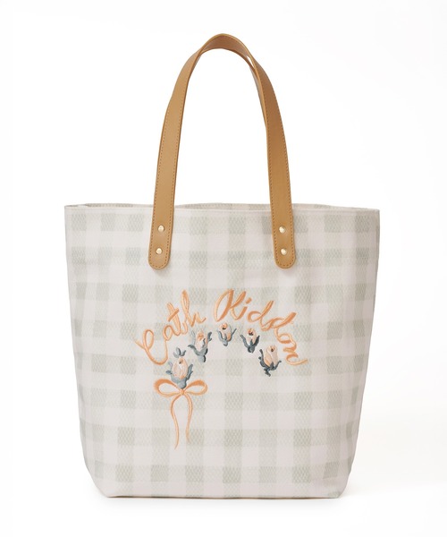 Cath Kidston(キャスキッドソン)の「エンブロイダリーギンガムトートバッグ Painted Gingham(トートバッグ・レディース・ミント/サックスブルー・FREE)」の2枚目の写真