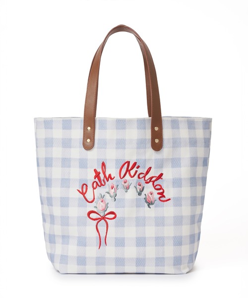 Cath Kidston(キャスキッドソン)の「エンブロイダリーギンガムトートバッグ Painted Gingham(トートバッグ・レディース・ミント/サックスブルー・FREE)」の6枚目の写真