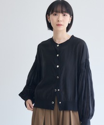 袖シャーリングシアーカーディガン