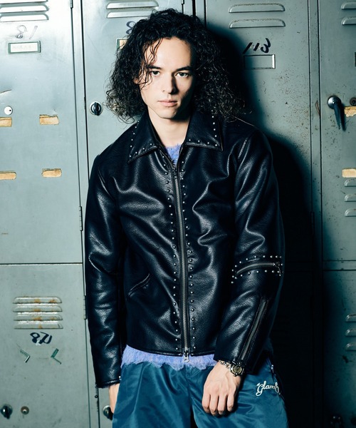 glamb(グラム)の「Synth Leather Studs Jacket / シンセレザースタッズジャケット(その他アウター・メンズ・ワイン/カーキ/ブラック・S/M/L)」の1枚目の写真