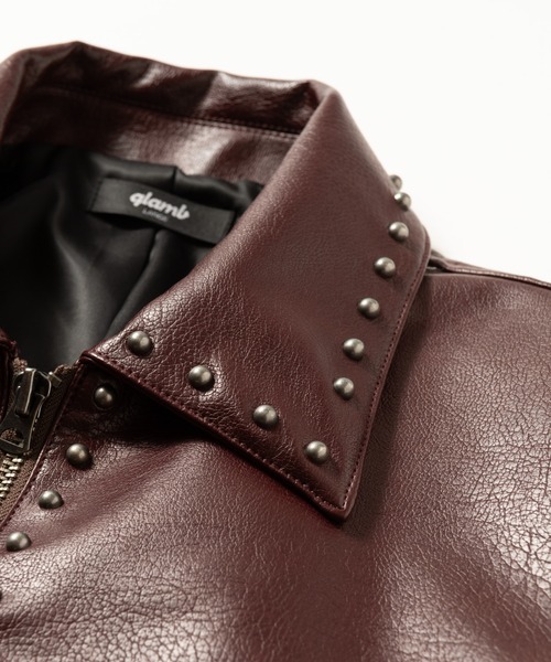 glamb(グラム)の「Synth Leather Studs Jacket / シンセレザースタッズジャケット(その他アウター・メンズ・ワイン/カーキ/ブラック・S/M/L)」の14枚目の写真