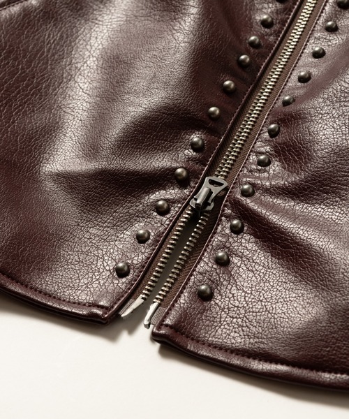 glamb(グラム)の「Synth Leather Studs Jacket / シンセレザースタッズジャケット(その他アウター・メンズ・ワイン/カーキ/ブラック・S/M/L)」の15枚目の写真