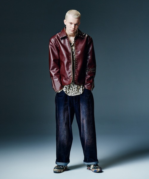glamb(グラム)の「Synth Leather Studs Jacket / シンセレザースタッズジャケット(その他アウター・メンズ・ワイン/カーキ/ブラック・S/M/L)」の4枚目の写真