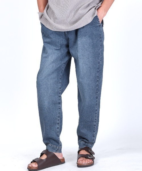 LUXSTYLE(ラグスタイル)の「ワイドストレッチデニムパンツ(デニムパンツ・メンズ・ブルー/ブルー系その他/インディゴブルー・S/XL/M/L)」の1枚目の写真