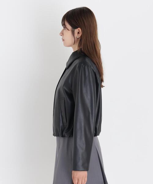 NATURAL BEAUTY BASIC(ナチュラルビューティーベーシック)の「フェイクレザーステンカラーブルゾン(ブルゾン・レディース・ブラウン/ブラック・SMALL/MEDIUM)」の10枚目の写真