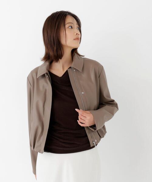 NATURAL BEAUTY BASIC(ナチュラルビューティーベーシック)の「フェイクレザーステンカラーブルゾン(ブルゾン・レディース・ブラウン/ブラック・SMALL/MEDIUM)」の17枚目の写真