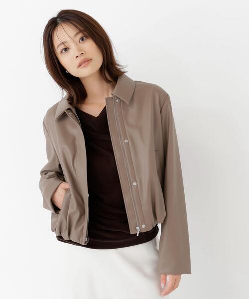 NATURAL BEAUTY BASIC(ナチュラルビューティーベーシック)の「フェイクレザーステンカラーブルゾン(ブルゾン・レディース・ブラウン/ブラック・SMALL/MEDIUM)」の19枚目の写真