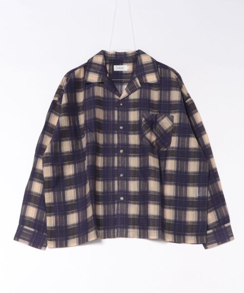 ＪＵＧＬＡＮＳ（ユグランス）の「【ATELANE】シアーチェック オープンシャツ（シャツ/ブラウス・メンズ・ブラウン/イエロー/レッド/パープル・M/L/XL）」の3枚目の写真