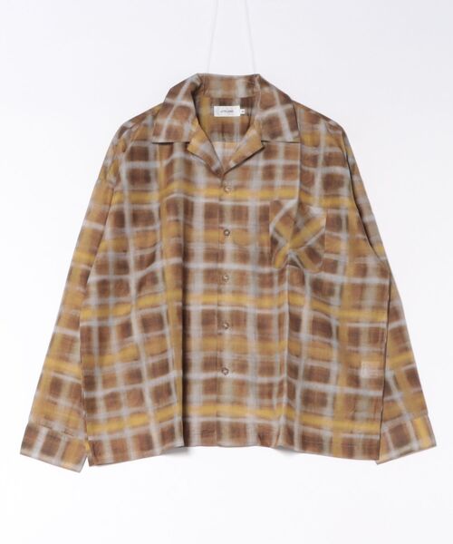 ＪＵＧＬＡＮＳ（ユグランス）の「【ATELANE】シアーチェック オープンシャツ（シャツ/ブラウス・メンズ・ブラウン/イエロー/レッド/パープル・M/L/XL）」の4枚目の写真