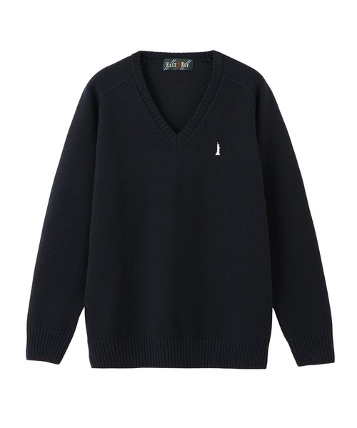 EASTBOY(イーストボーイ)の「セーター 綿×裏暖プレーティング 7G バニラ女神 女子 制服 学生服 中学 高校 スクール(ニット/セーター・キッズ・ネイビー・9号/11号/13号)」の2枚目の写真